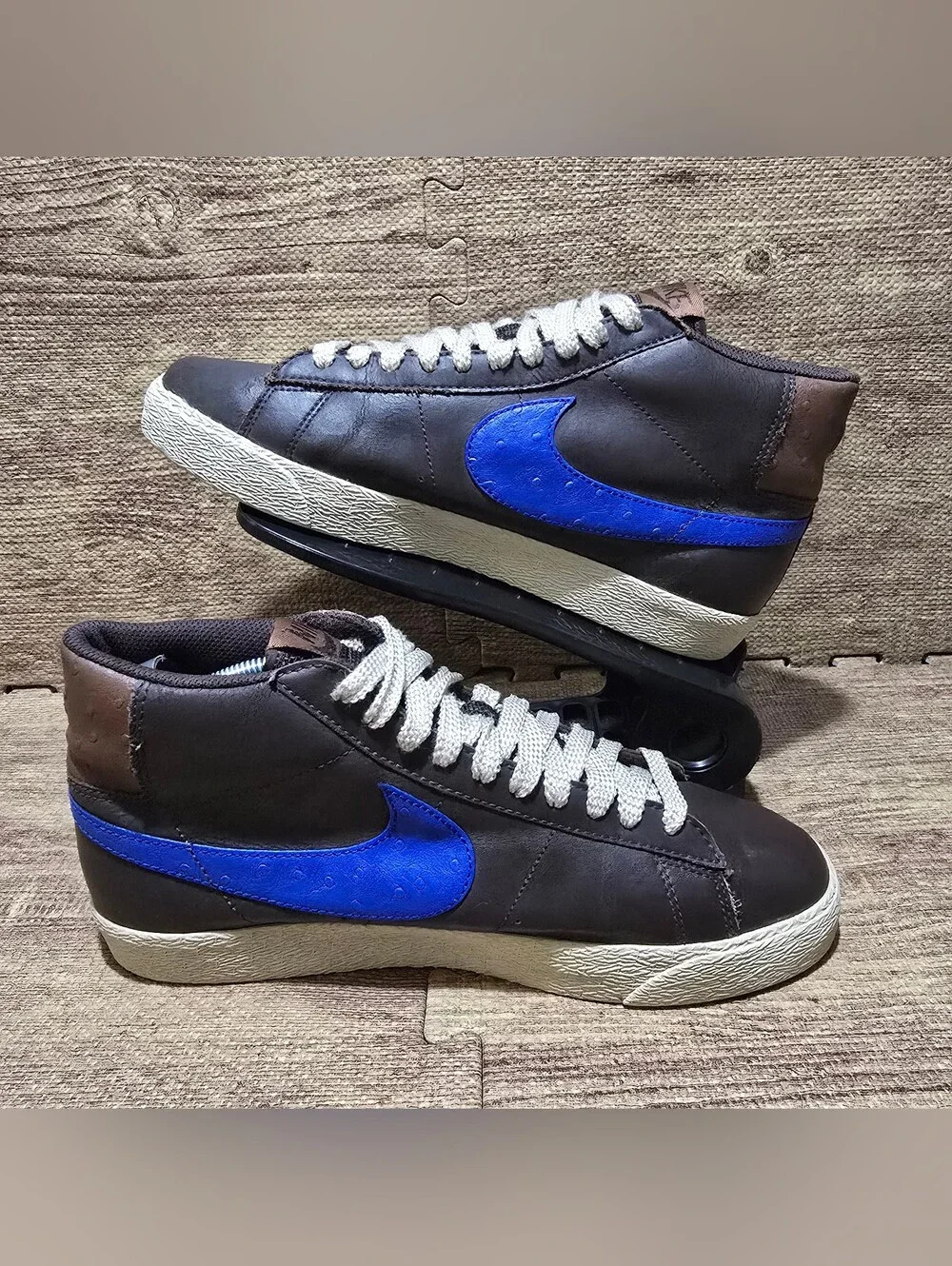 RARE Nike Blazer High Ostrich Brown Royal Blue Shoes Sz 11 315877-241 Mens